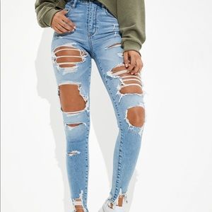 American Eagle Ne(x)t Level Ripped Super High-Waisted Jegging Size 16 Short